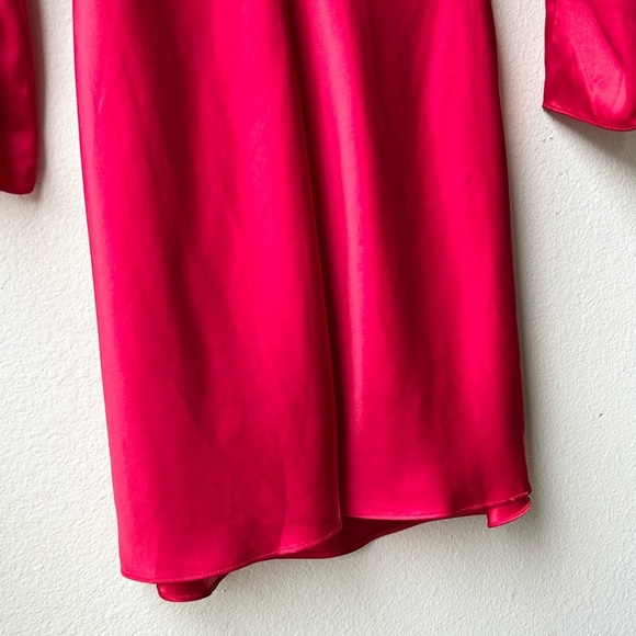 Reformation Maves Bridesmaid Satin Mini Dress Cherry Red Off-Shoulder Sz S - Picture 12 of 16